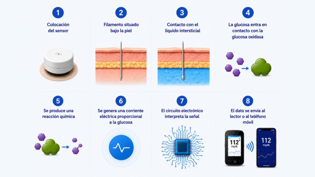 Descubre cuales son los pasos para colocar el sensor de glucosa continua.